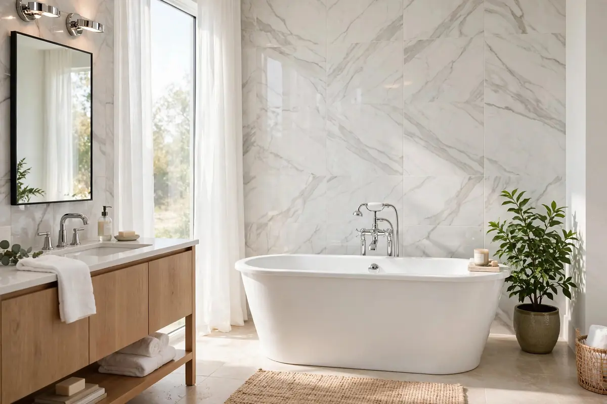 Tidy bathroom plumbing in a Manassas home